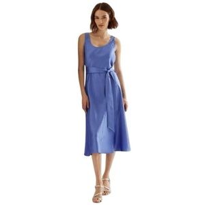NWT Ralph Lauren Elegant Cornflower Periwinkle Blue Satin Dress Regal Summer